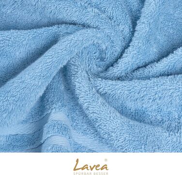 Набір банних рушників Lavea Elena (4 шт.), 100% бавовна, м'яка махрова тканина, 70x140 см, колір дельфін-синій та срібний