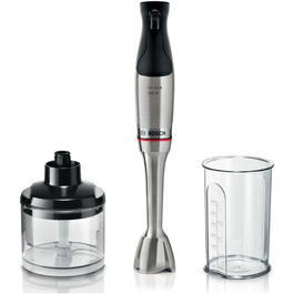 Блендер ручний Bosch ErgoMaster Serie 6 MSM6M820, 1200 Вт, 4 леза з нержавіючої сталі, керамічна муфта, повітряне охолодження, мірний стакан, подрібнювач, гарантія 10 років на мотор
