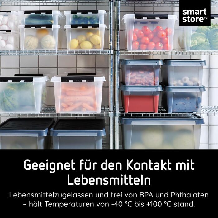 SmartStore - 10x Storage Box with Lid Classic (40x30x11cm) | Stackable Box with Lid | Food-Safe Plastic Box | Plastic Box with Lid & Reinforced Corners | 10 Year Warranty (14.0l, 10-Piece Set)