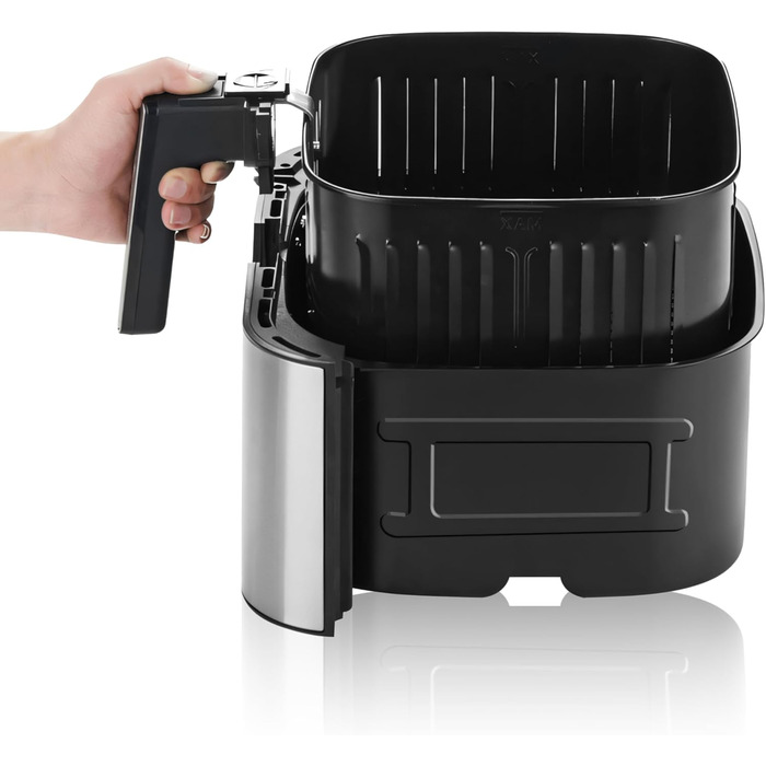 Аерофритюрниця Retoo 6.5л 1800Вт, 10 програм, до 200°C, з цифровим керуванням, нержавіюча сталь (чорний/срібний)