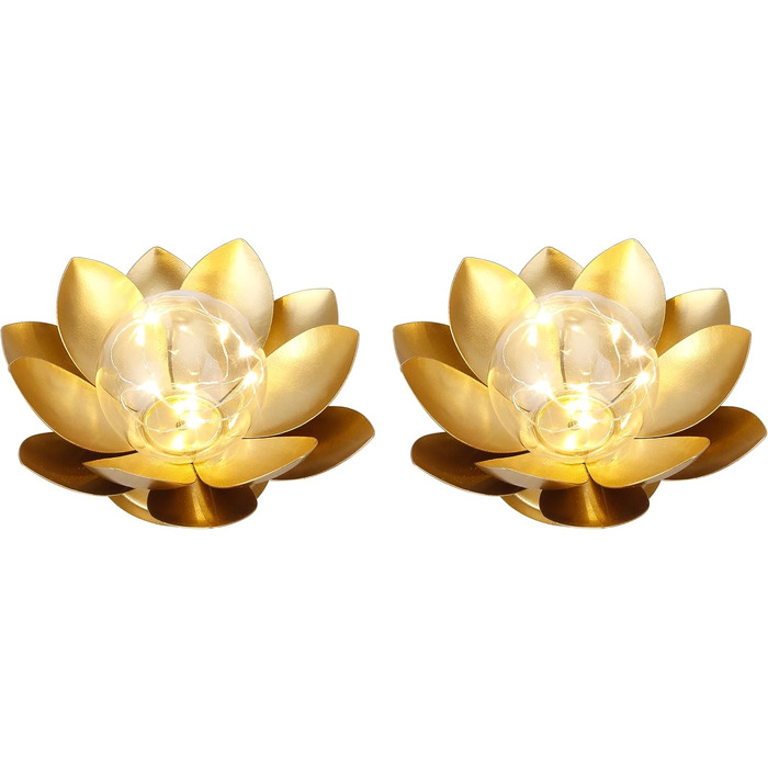 Настільна лампа JHY DESIGN 2 шт. на батарейках, золотий лотос, 20 см, для дому, вечірок, саду