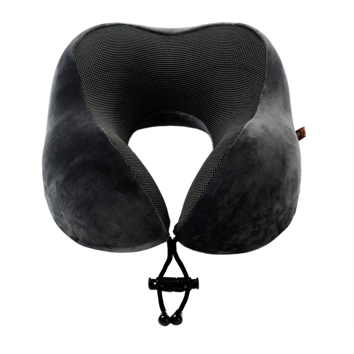 Подушка для шиї з піною з пам'яті, 360-градусна підтримка голови, зручна та легка, ідеальна для сну в літаку, авто, поїзді, автобусі та вдома, з чохлом для зберігання (Сіра)