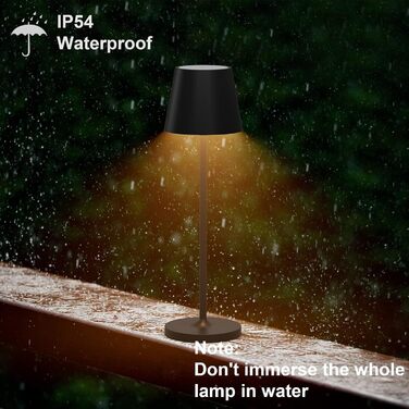 LED акумуляторні настільні лампи Klighten (2 шт.), диммування, для дому та вулиці, USB зарядка, 3000K, IP54, алюміній (чорний)