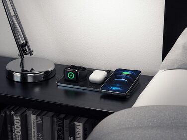 Бездротовий зарядний пристрій SATECHI Trio з магнітною панеллю, Qi-сертифікований, сумісний з iPhone 16 Pro Max / 16 Pro / 16/16 Plus, AirPods 3-го покоління, Apple Watch Ultra & Series