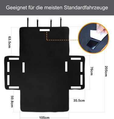 Захист для багажника автомобіля для собак з боковим захистом, ультралегкий та водонепроникний (105x185 см), універсальний для SUV/Kombi/малих автомобілів, міцна собача ковдра з покращеним клямром