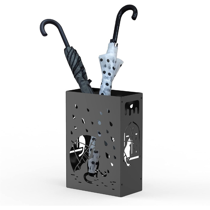 Mango Monstera Umbrella Stand - Black Raining Cats Design | Decorative Entryway Stand