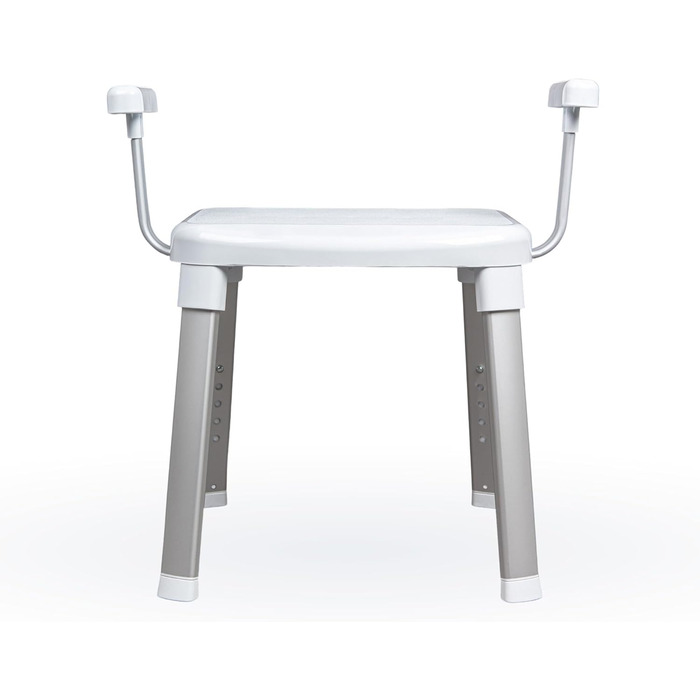 Weinberger Bath Stool Shower Seat with Backrest | Anti-Slip | Supports up to 150 kg | Modern Bathroom Aid for Seniors | Height Adjustable | Model 43906 | White (Bath Stool with Armrests)