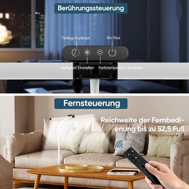 LED лампа для столу Doppelkopf з диммуванням, 24W, 80см, кріпленням, для офісу та дому, з пультом, білий світлодіодний світильник для робочого столу