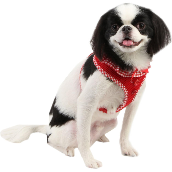 Нашийник для собак Puppia Vivien, червоний, S - регульований, м'який, з візерунком, для цуценят та малих собак, анти-тягнучий