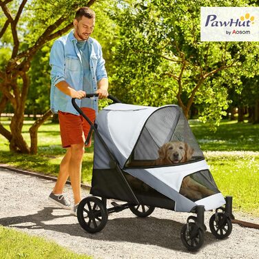 PawHut Візок для собак та котів, складний, до 30 кг, сірий (124 x 67 x 100 см)