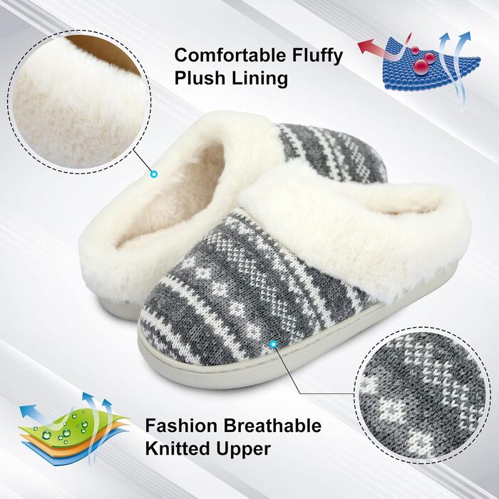 Тапочки домогосподарки AONEGOLD жіночі зимові теплі з плюшу, зручні, з пам'яттю форми, унісекс, для дому та вулиці, антиковзні (38/39 EU, сірі)