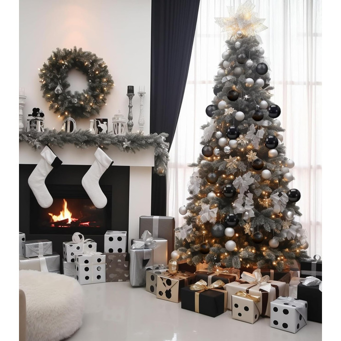 Набір прикрас на ялинку 36 шт. блакитні, ялинкові кулі, декор для ялинки, 6 см, чорний колір