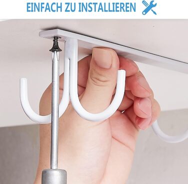 Тримач для чашок під шафу FOMANSH - 12 гачків, білий. Підійде для кухні, бару, кафе.