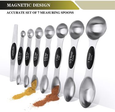 Measuring Cup and Spoon Set, 16 Pieces, Stainless Steel, 8 Nesting Measuring Cups and 7 Double-Sided Magnetic Measuring Spoon Set and 1 Leveler for Dry and Liquid Ingredients