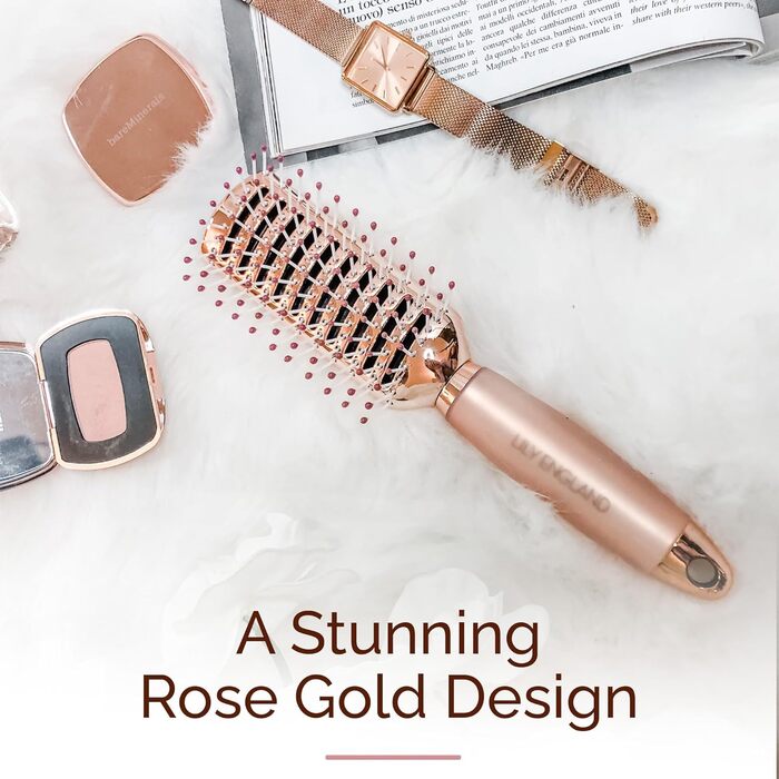 Щітка для волосся Lily England Rose Gold: об'ємна, для довгих волосся, професійна, з тунелями, рожеве золото