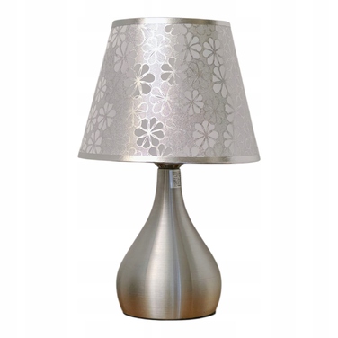 Сенсорна настільна нічна лампа з LED-абжуром, срібляста