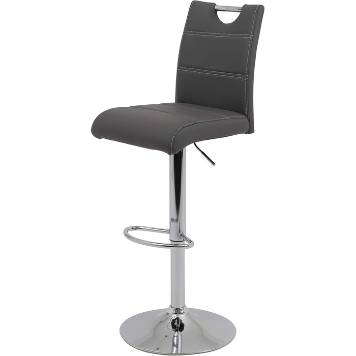 Hela Miranda Bar Stools - 2 Pack, Adjustable Height, 360° Swivel, Grey Faux Leather - Bistro Chairs