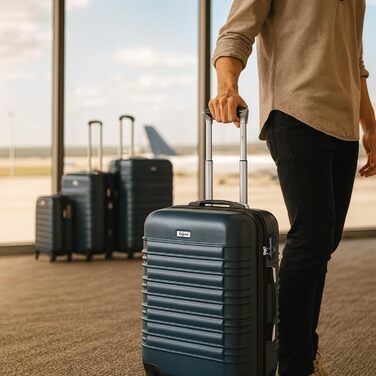 Набір валіз Zelsius 4 шт. Рожевий | ABS, з кодовим замком, 4 колеса, перегородка | Ручна валіза, набір валіз, тріумф, велика валіза (зелений)