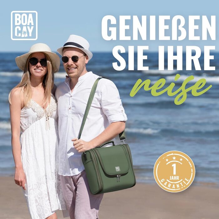 Великий дорожній косметичний органайзер BOACAY для жінок, чоловіків та дітей (Olive Green - Gray Interior)