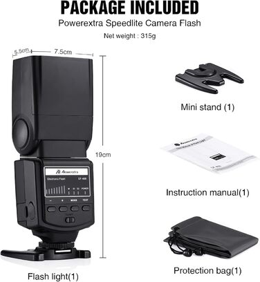 Спалах для камери PowerExtra DF-400: професійний, сумісний з Canon, Nikon, Pentax, Samsung, Fujifilm, Olympus, Panasonic, Sigma, Minolta, Leica, Ricoh, DSLR та цифровими камерами