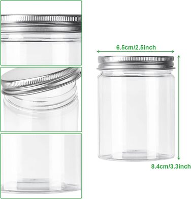 Набір пластикових контейнерів 20 шт. по 250 мл з кришкою, герметичні, BPA-Free, прозорі, для зберігання спецій, мюслі, цукерок, джему