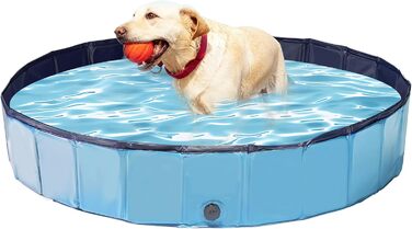 Басейн для собак, 160x30 см, розкладний, з неслизьким покриттям, блакитний XL
