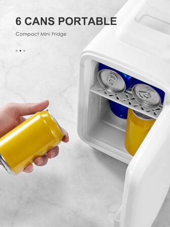 Міні-холодильник Reemix, 4 літри/6 банок, портативний охолоджувач та нагрівач, персональний холодильник для догляду за шкірою, косметики, напоїв, продуктів, ідеальний для спальні, офісу, авто (Білий)