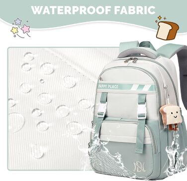 Шкільний рюкзак IvyH для дівчаток, водонепроникний, для 5-9 класів, з великою місткістю, зелений