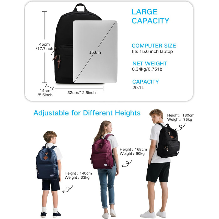 Жіночий рюкзак RAVUO, водонепроникний, 15.6