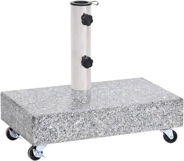 vidaXL Umbrella Stand with Wheels - Parasol Stand - Umbrella Holder - Umbrella Stand - Foot - Terrace - Garden - Light Grey - 45x25x8.3cm - Granite