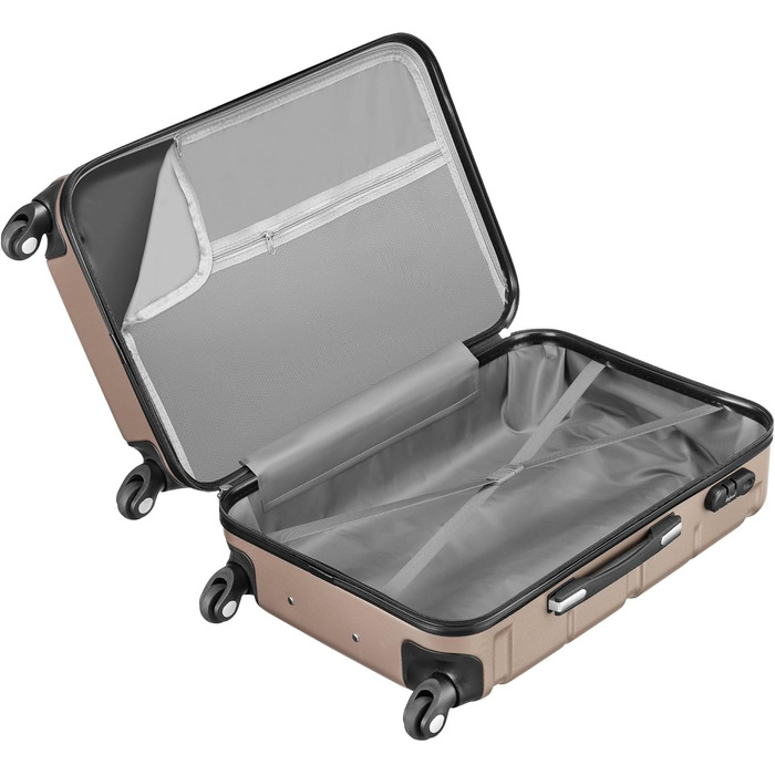 Набір валіз Zelsius 4 шт. з ABS, з кодовим замком, 4 колеса, внутрішній роздільник | Набір валіз з жорсткою оболонкою, великі валізи, багаж, ручна валіза (шампань, 3 шт.)