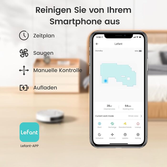 Робот-пилосос LEFANT Gen2 з функцією миття, 12000Pa, LiDAR-навігація, керування через додаток/Alexa/iWatch (M210P)