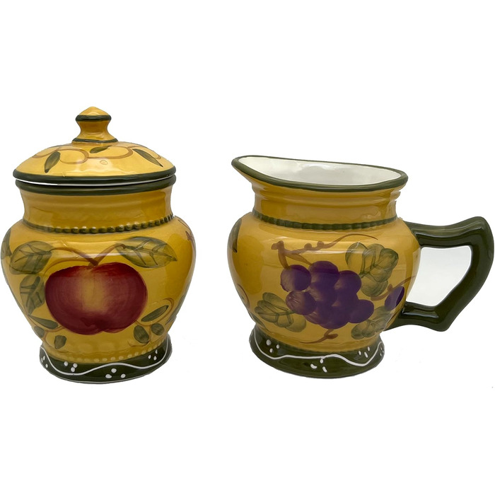 Tuscan Collection Deluxe Hand-Painted Sugar Bowl & Creamer Set by ACK