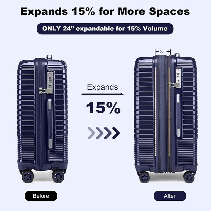 Набір валіз Sea Choice 4 в 1: S/M/L/XL, жорсткий корпус, PC, ручна поклажа, Beautycase, розширюваний, з YKK, TSA-замок, 4 колеса, темно-синій