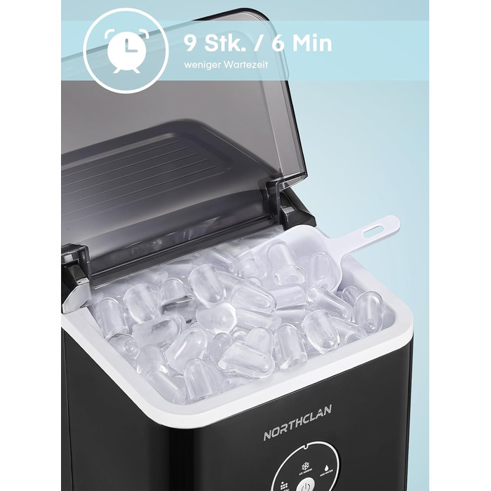 2024 Ice Maker Winner - 14kg Capacity, Fast Ice Production, Quiet Operation, 120W with Scoop & Basket - Compact Ice Maker for Home & Office (Black)