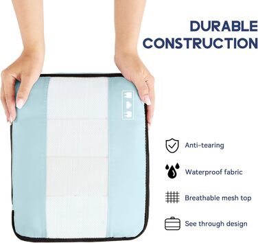 Органайзер для валізи MURISE, 8 шт. - Packing Cubes для подорожей, сумки-органайзери для валізи, з мішком для взуття та косметичкою, система організації, Travel Essentials, (Світло-блакитний)