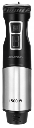 Ручний блендер MPM MBL-33M 1500W TURBO, 9 швидкостей, чорний, нержавіюча сталь