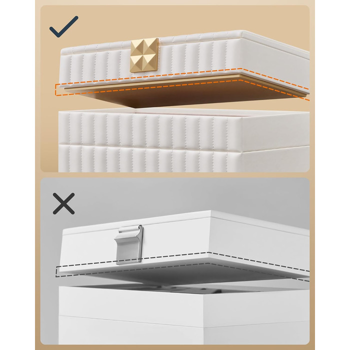 SONGMICS HOME ANAH - Скрінька для прикрас, 4 ящики, з дзеркалом, білий, 17 x 28 x 20,5 см, JBC181W01