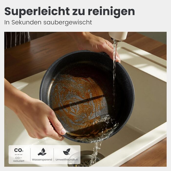 Набір посуду Dishdelight з антипригарним гранітним покриттям та знімними ручками, індукційний, з кришками (чорний)