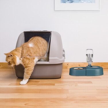 Relaxdays Blue Food Bowl with Water Dispenser