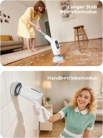 Електрична щітка для прибирання 9 в 1 з набором насадок, 70 хв зарядки, для ванної, плитки, авто, біла