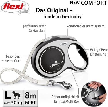 Flexi Comfort L рулетка для собак до 50 кг, 8 м, чорна
