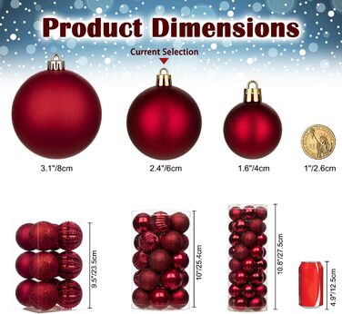 40 шт. Новорічні кулі для прикраси ялинки, 4 см та 6 см (винний колір)