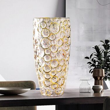 Кришталева ваза ручної роботи з золотим декором, 30 см - сучасний дизайн для дому
