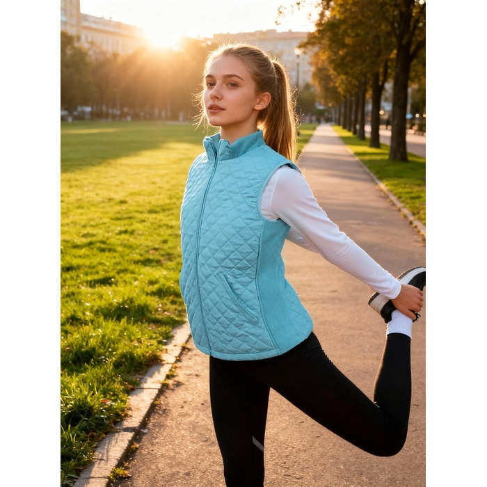 Жіночий безрукавний жилет Bienzoe на блискавці з утеплювачем, легкий, з еластичною в'язкою, кольори: сірий, блакитний (S)
