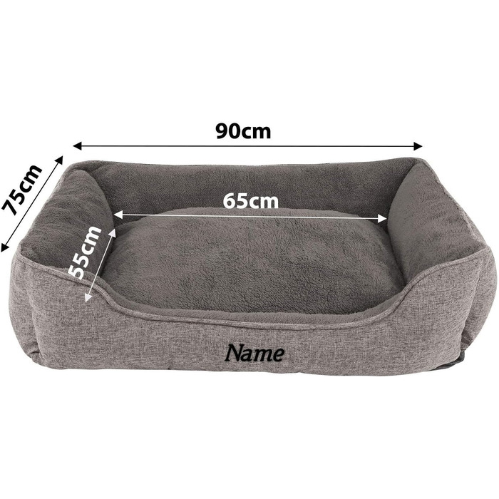 М'яке ліжко для собак та котів Lionto знімний чохол, 75x60 см, сірий колір, антиковзаюче дно