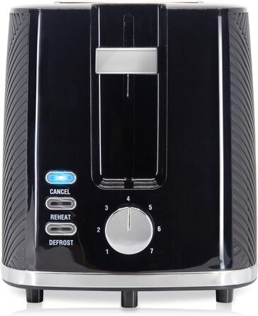 Набір для сніданку: тостер на 2 підсмажування, 7 рівнів підсмажування та бездротовий чайник 1,7 л, 2200 Вт, чорний, BPA-free, сучасний дизайн