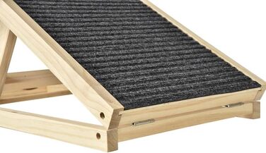 Рампа для собак Hunderampe: складана дерев'яна пандус для маленьких та великих собак. 4 секції, регульована висота 30-60 см. Підходить для ліжка, дивана, авто. Антиковзка, 100 x 40 x 30/40/50/60 см