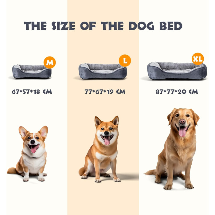 Dog Bed for Dogs 67x57cm, Non-Slip Dog Basket, Super Soft Fiber Filling, Washable Pet Bed for Small and Medium Dogs and Cats