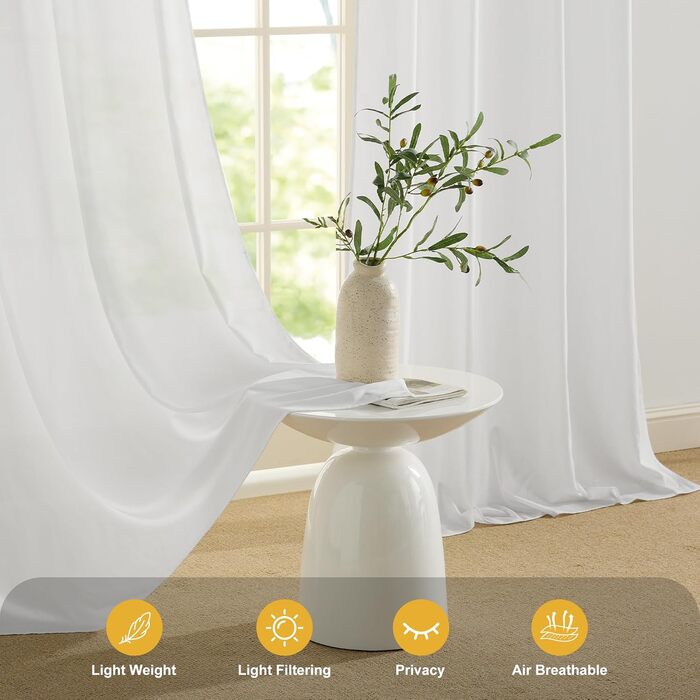 PONY DANCE Outdoor Curtain Waterproof Set H 13 x W 137 cm Outdoor Curtains White Transparent Gazebo Curtains with Removable Loops Outdoor Curtain Terrace (H213 x W132 cm (2 pack), White | Privacy Screen, 2)